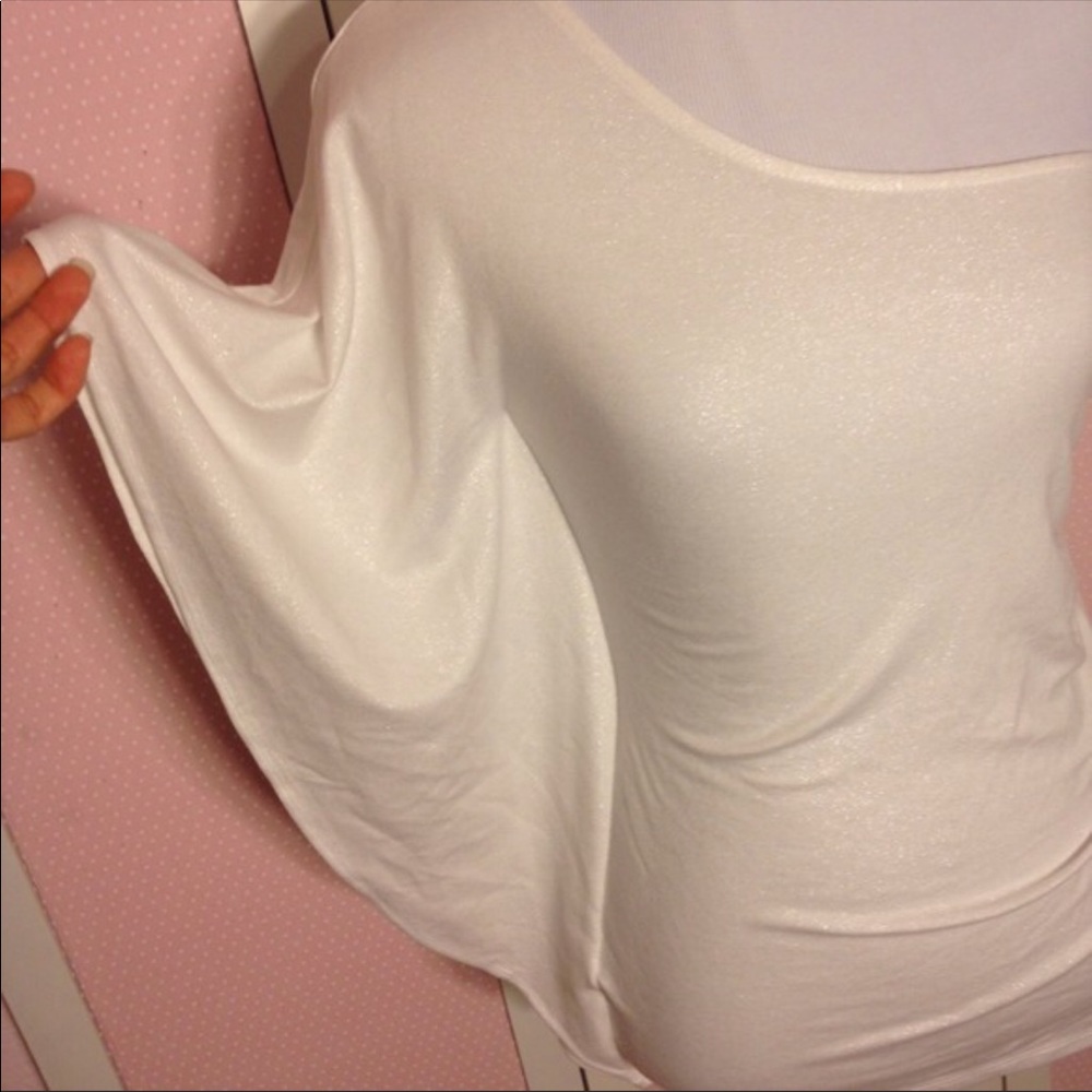 Express one shoulder top in pearl